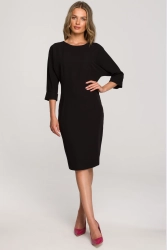 Sukienka ołówkowa z nietoperzowymi rękawami klasyczna czarna