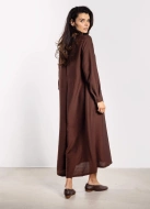 Elegancka sukienka rozkloszowana z długim rękawem brązowa