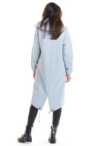 Ciepła długa bluza damska jak parka bawełna premium szara