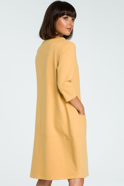 Sukienka dresowa bombka oversize z kieszonką z przodu żółta