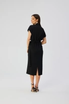 Elegancka sukienka ołówkowa z kołnierzem czarna