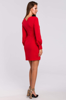 Elegancka sukienka mini z głębokim dekoltem V czerwona