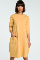 Sukienka dresowa bombka oversize z kieszonką z przodu żółta