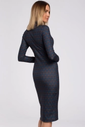 Dzianinowa sukienka midi dopasowana tuba we wzory