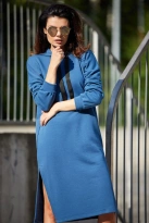 Bluzowa sukienka z kapturem bawełna premium niebieska