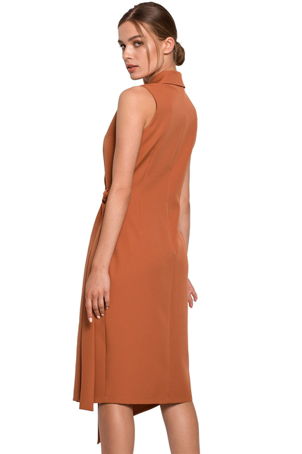 Sukienka marynarka na lato bez rękawów asymetryczna żakietowa brązowa