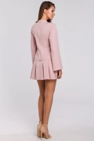 Elegancka sukienka mini z kontrafałdami różowa