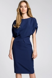 Sukienka ołówkowa kimonowa z bufiastymi rękawami granatowa