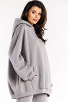 Bluza oversize z kapturem bawełniana szara