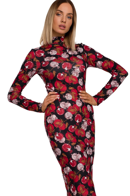 Sukienka dzianinowa midi dopasowana tuba czerwona