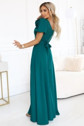 Długa suknia wieczorowa rozkloszowana butelkowa zieleń