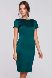 Sukienka wieczorowa satynowa z dekoltem na plecach zielona