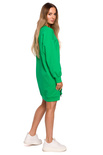 Sukienka bluza oversize asymetryczna bawełniana z zamkami zielona