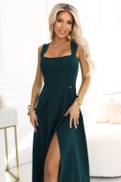 Długa sukienka wieczorowa rozkloszowana butelkowa zieleń