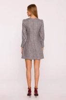 Elegancka sukienka tweedowa trapezowa mini szara