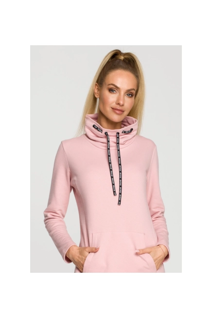 Sukienka sportowa z dzianiny bawełnianej z kołnierzem różowa