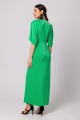Długa sukienka z dekoltem V i rozcięciem kimonowa zielona