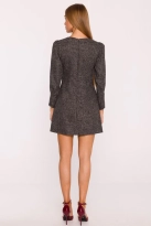 Elegancka sukienka tweedowa trapezowa mini czarna