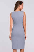 Klasyczna elegancka sukienka midi z dekoltem V szara