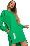 Sukienka bluza oversize asymetryczna bawełniana z zamkami zielona