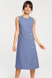 Lniana sukienka trapezowa na lato bez rękawów czarna