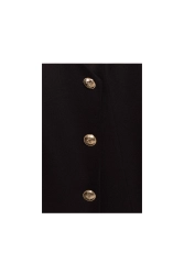 Elegancka sukienka żakietowa z dekoltem V i guzikami czarna