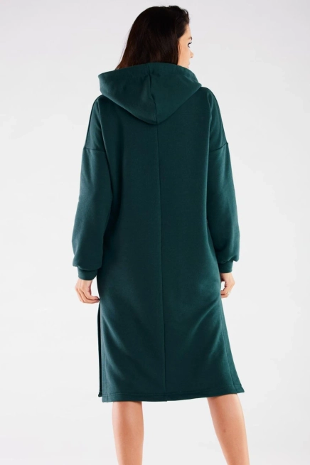 Bluzowa sukienka z kapturem bawełna premium zielona