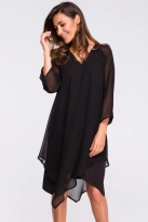 Sukienka wieczorowa oversize szyfonowa asymetryczna boho czarna
