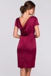 Sukienka wieczorowa satynowa z dekoltem na plecach czerwona