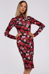 Sukienka dzianinowa midi dopasowana tuba czerwona