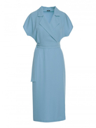 Elegancka sukienka ołówkowa z kołnierzem niebieska