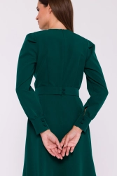 Elegancka sukienka rozkloszowana z paskiem zielona