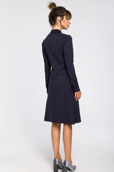 Sukienka trapezowa z bawełnianej dzianiny granatowa