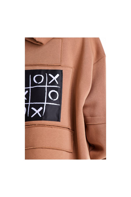 Bluza damska oversize z kapturem bawełna premium beżowa