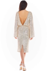 Zjawiskowa cekinowa ołówkowa sukienka z dekoltem V z tyłu