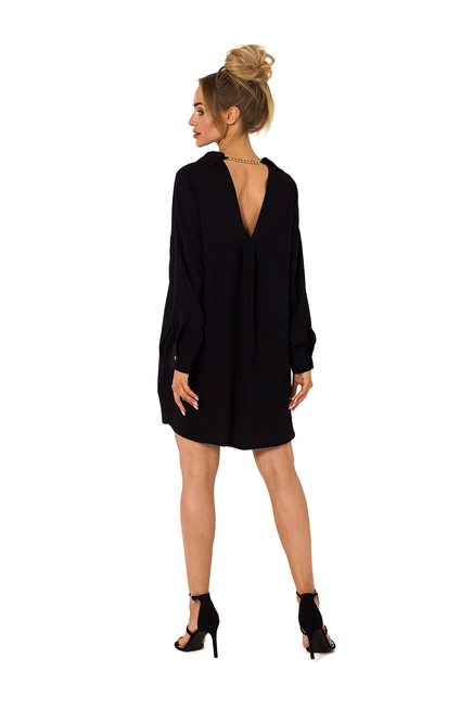 Sukienka koszulowa z dekoltem V na plecach czarna