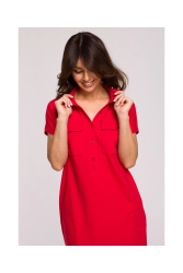 Sukienka koszulowa szmizjerka bawełniana czerwona