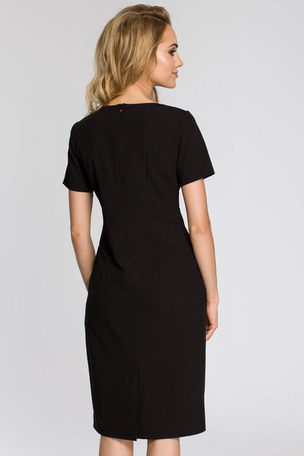 Sukienka elegancka z marszczeniami taliowana czarna