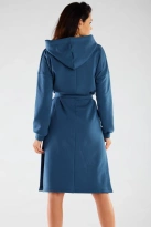 Bluzowa sukienka z kapturem bawełna premium niebieska