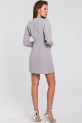 Sukienka elegancka kopertowa asymetryczna mini szara
