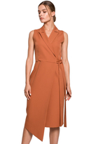 Sukienka marynarka na lato bez rękawów asymetryczna żakietowa brązowa