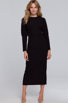 Elegancka sukienka z odkrytymi plecami czarna z rozcięciem