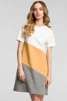 Sukienka sportowa trapezowa bawełniana w paski midi na co dzień