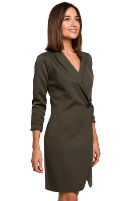 Elegancka sukienka marynarka biznesowa do pracy khaki