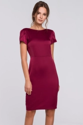 Sukienka wieczorowa satynowa z dekoltem na plecach czerwona