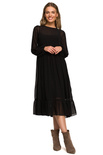 Sukienka wieczorowa szyfonowa rozkloszowana z falbanami czarna długa