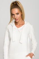 Sukienka sportowa jak długa bluza z kapturem ecru bawełna premium