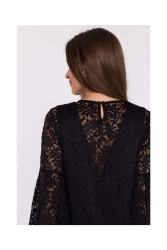Czarna sukienka koronkowa elegancka trapezowa