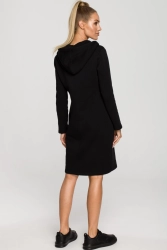 Sukienka jak długa bluza z kapturem czarna bawełna premium