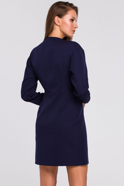 Sukienka elegancka kopertowa asymetryczna mini granatowa